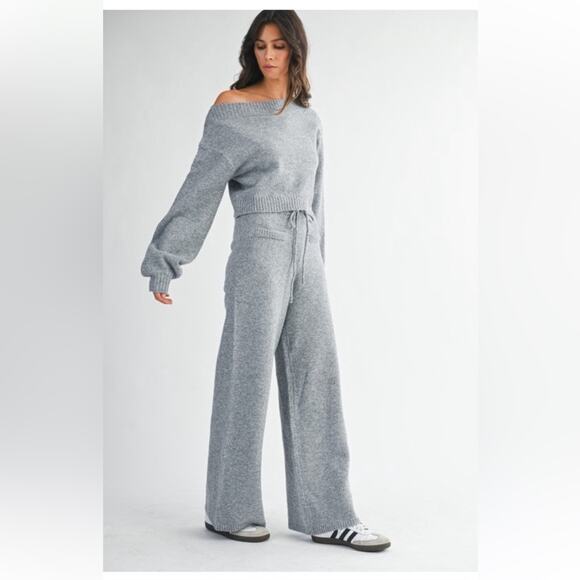 Mable Molly cozy sweater lounge set grey large NEW - Picture 2 of 15